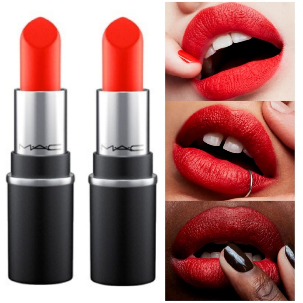 NEW 2×MAC Mini Matte Lipstick in Lady Danger Travel